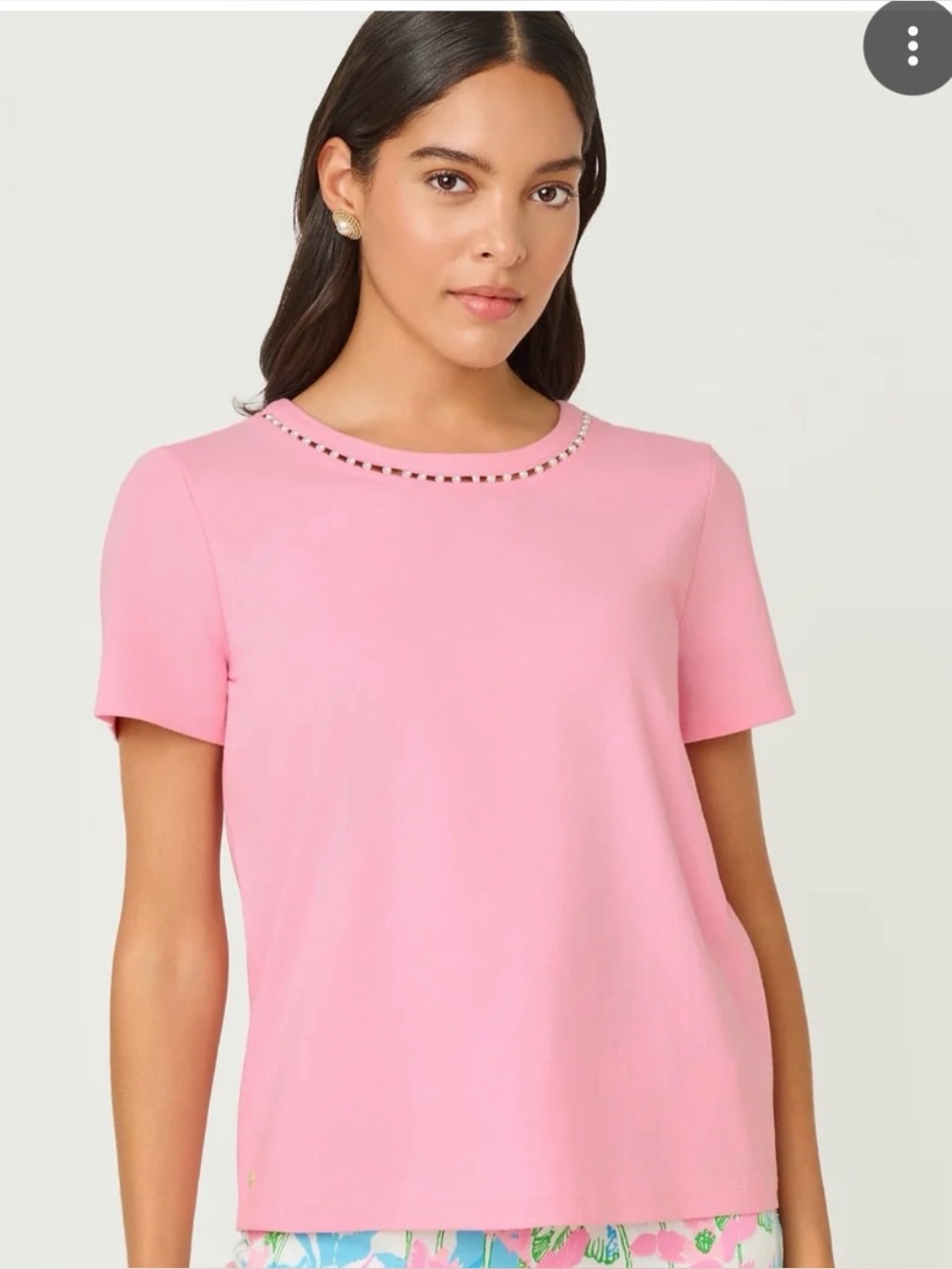 Lilly Pulitzer Bubblegum Pink Short Sleeve Knit Top with Eyelet Neck